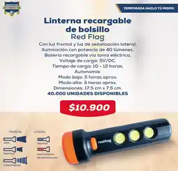 Tiendas D1 Linterna recargable de bolsillo Red Flag oferta