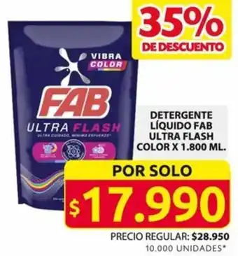 Ara DETERGENTE LÍQUIDO FAB ULTRA FLASH COLOR X 1.800 ML. oferta