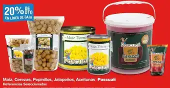 Makro Maíz, Cerezas, Pepinillos, Jalapeños, Aceitunas Pascuali Referencias Seleccionadas oferta