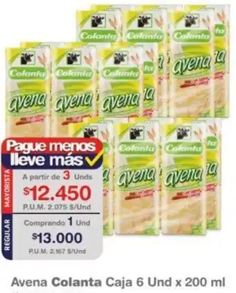 Makro Avena Colanta Caja 6 Und x 200 ml oferta