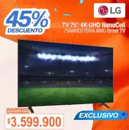 Alkosto LG TV 75" 4K-UHD NanoCell 75NANO77SRA.AWC Smart TV oferta