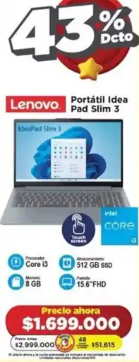 Alkomprar Lenovo Portátil Idea Pad Slim 3 oferta