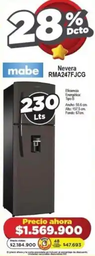 Alkomprar mabe Nevera RMA247FJCG 230Lts oferta