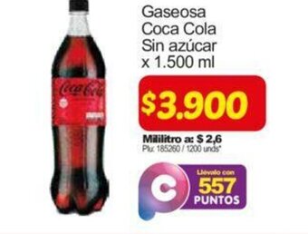 Surtimax Gaseosa Coca Cola Sin Azúcar 1500ml oferta
