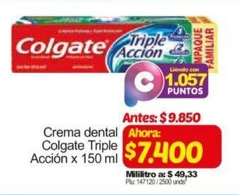 Surtimax Crema Dental Colgate Triple Acción 150ml oferta