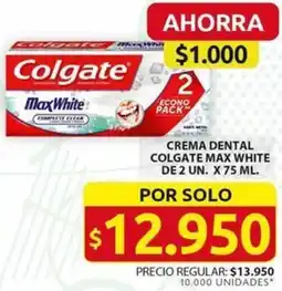 Ara CREMA DENTAL COLGATE MAX WHITE DE 2 UN. X 75 ML oferta