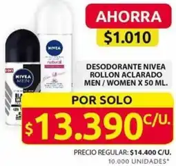 Ara DESODORANTE NIVEA ROLLON ACLARADO MEN / WOMEN X 50ML oferta