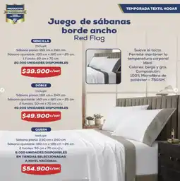 Tiendas D1 Juego de sábanas borde ancho Red Flag oferta