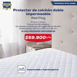 Tiendas D1 Protector de colchón doble impermeable Red Flag oferta