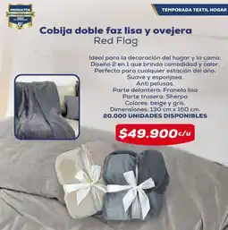 Tiendas D1 Cobija doble faz lisa y ovejera Red Flag oferta