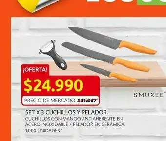 Ara Set x 3 cuchillos y pelador oferta