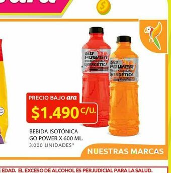 Ara Bebida isotónica go power x 600 ml. oferta