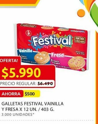 Ara Galletas festival vainilla y fresa x 12 un. / 403 g. oferta