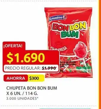 Ara Chupeta bon bon bum x 6 un. / 114 g. oferta
