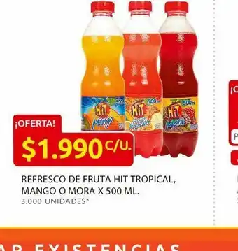 Ara Refresco de fruta hit tropical, mango o mora x 500 ml. oferta