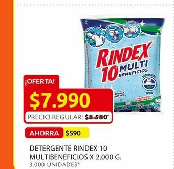 Ara Detergente rindex 10 multibeneficios x 2.000 g. oferta