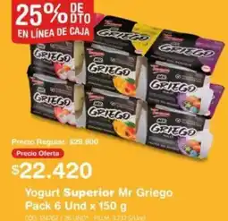 Yogurt Superior Mr Griego Pack 6 Und x 150g