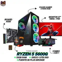 Falabella Pc Gamer R5 5600g/ Monitor 24 Fhd 75hz/ 32gb Ram/ Ssd 1tb/ Combo Gamer 4 En 1 oferta