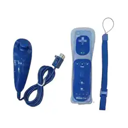 Falabella Control + Nunchuck + Silicona + Correa Para Wii Wiiu Color Azul Rey oferta