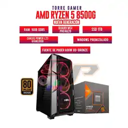 Falabella Torre Gamer Ryzen 5 8500g/ 16gb Ram 1tb Ssd/ A620 /chasis 4 Fans /600w 80+bronce oferta