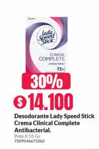 Droguería Alemana Desodorante Lady Speed Stick Crema Clinical Complete Antibacterial oferta