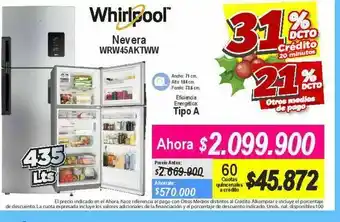 Alkomprar Nevera whirlpool oferta