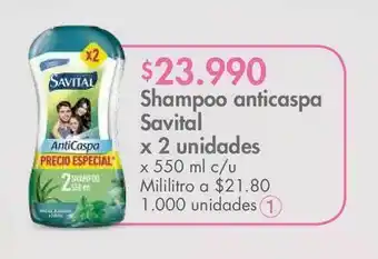 Metro Shampoo anticaspa savital x 2 unidades oferta