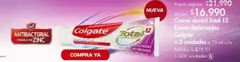 Metro Crema dental total 12 encías reforzadas colgate x 3 unidades oferta