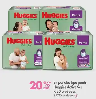 Metro En pañales tipo pants huggies active sec x 30 unidades -20% oferta