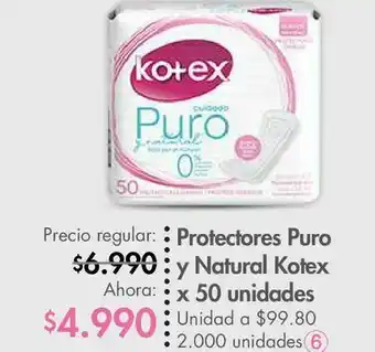 Metro Protectores puro y natural kotex x 50 unidades oferta