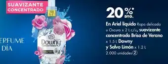 Metro En ariel líquido ropa delicada u oscura x 2 l c/u, suavizante concentrado brisa de verano x 1.5 l downy y salvo limón x 1.2 l oferta