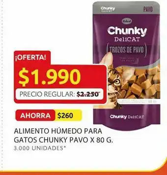 Ara Alimento humedo para gatos chunky pavo x 80 g oferta
