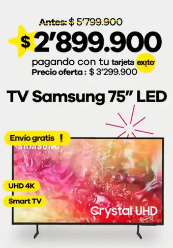 Éxito TV Samsung 75" LED oferta