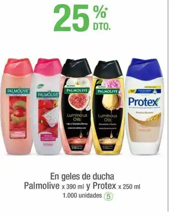 Jumbo En geles de ducha palmolive x 390 ml y protex x 250 ml -25% oferta