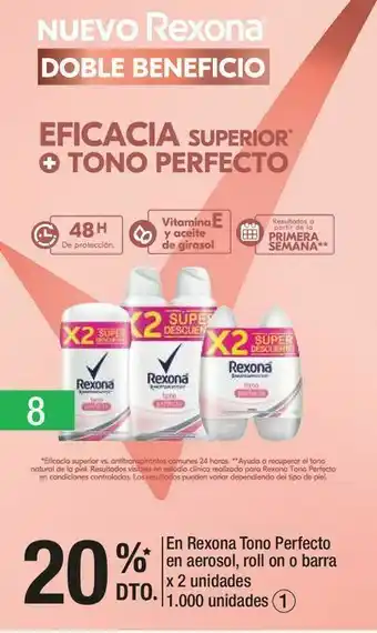 Jumbo En rexona tono perfecto en aerosol, roll on o barra x 2 unidades -20% oferta