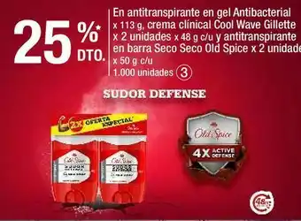 Jumbo En antitranspirante en gel antibacterial x 113 g, crema clínical cool wave gillette x 2 unidades x 48 g c/u y antitranspirant oferta