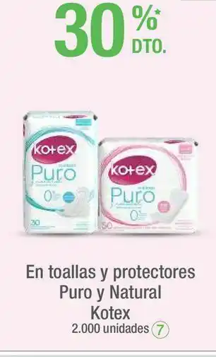 Jumbo En toallas y protectores puro y natural kotex -30% oferta