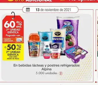 Metro En bebidas lácteas y postres refrigerados alpina oferta