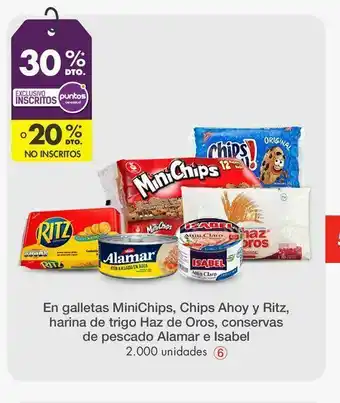Metro En galletas minichips, chips ahoy y ritz, harina de trigo haz de oros, conservas de pescado alamar e isabel oferta