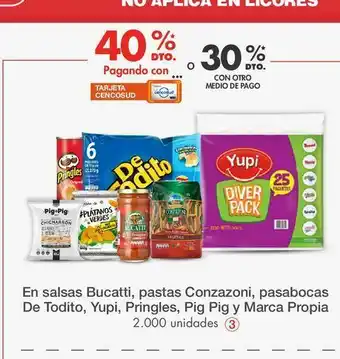 Metro En salsas bucatti, pastas conzazoni, pasabocas oferta