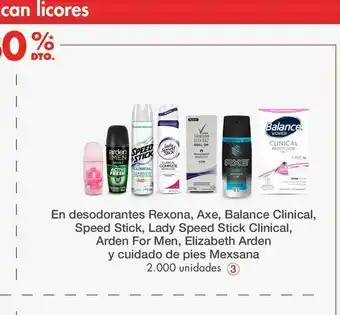 Metro En desodorantes rexona, axe, balance clinical, speed stick, lady speed stick clinical, oferta