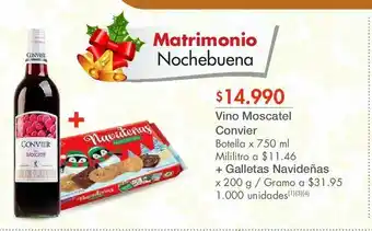 Metro Vino moscatel convier + + galletas navideñas x 200 g oferta