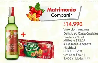 Metro Vino de manzana delicioso casa grajales botella x 750 ml mililitro a $12.27 + galletas ancheta navidad surtidas x 220 g oferta