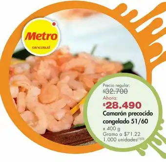 Metro Camarón precocido congelado 51/60 oferta