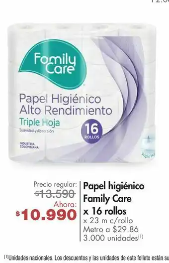 Papel higiénico family care x 16 rollos