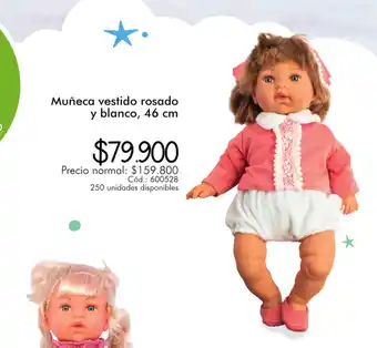 Panamericana Muñeca Vestido Rosado y Blanco 46cm oferta