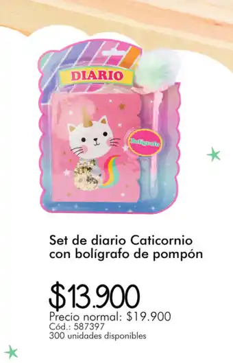 Panamericana Set de Diario Caticornio con boligrafo de pompom oferta