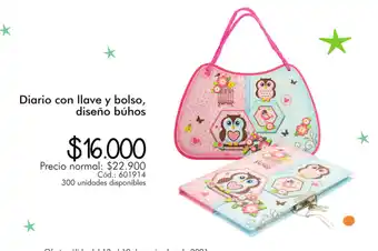 Panamericana Diario con llave y bolso, diseño Buhos oferta