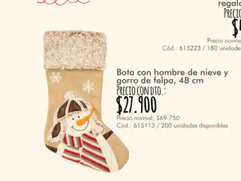 Panamericana Bota con hombre de nieve y gorro de felpa 48cm oferta