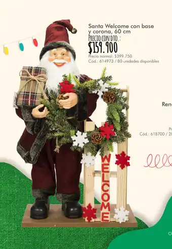 Panamericana Santa Welcome con base y corona 60cm oferta